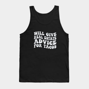 Retro Realtor Real Estate Agent Broker Will Give Real Estate Advice For Tacos Tank Top